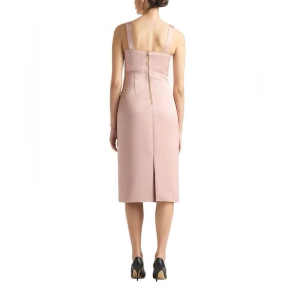 St. John Duchess Satin Sleeveless Midi Dress in dusty rose/mauve - Picture 2 of 9